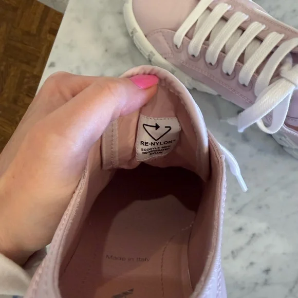 Prada Women's Light Pink and White Sneakers - Picture 9 of 10